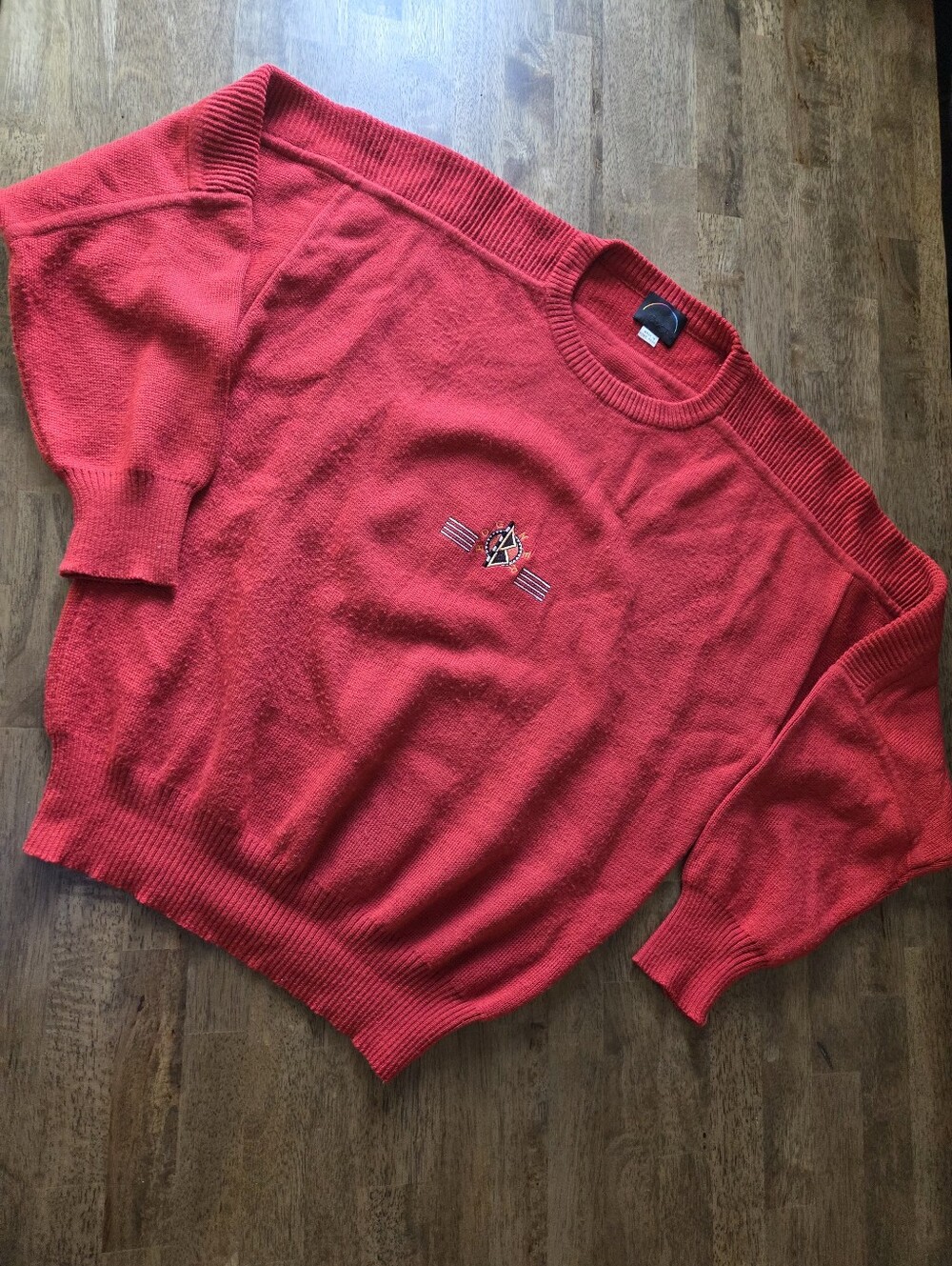 Vintage Bogner Wool Blend Crewneck Sweater with Embroidered Crest